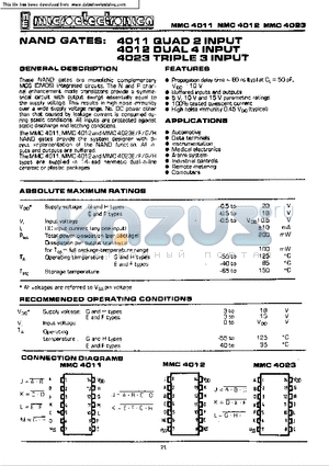 MMC4012 datasheet - NAND GATES