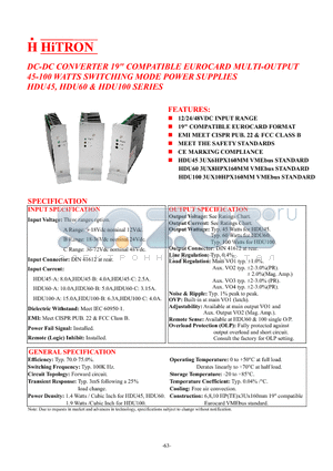 HDU100-A-30 datasheet - DC-DC CONVERTER 19