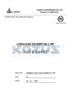 LFD415-62-XX-SRP135-1-PF datasheet - FOUR DIGIT LED DISPLAY(0.39Inch)