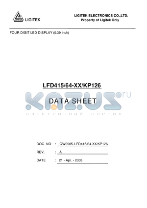 LFD415-64-XX-KP126 datasheet - FOUR DIGIT LED DISPLAY (0.39 Inch)