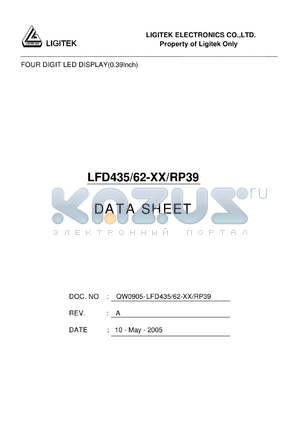 LFD435-62-XX-RP39 datasheet - FOUR DIGIT LED DISPLAY(0.39Inch)