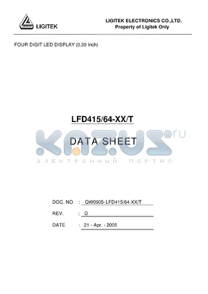 LFD415-64-XX-T datasheet - FOUR DIGIT LED DISPLAY (0.39 Inch)