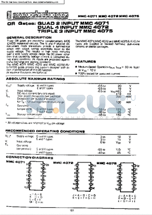 MMC4075 datasheet - OR GATES  : QUAD 2 INPUT