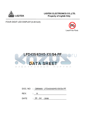 LFD435-63HS-XX-S4-PF datasheet - FOUR DIGIT LED DISPLAY (0.39 Inch)