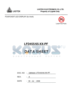 LFD455-65-XX-PF datasheet - FOUR DIGIT LED DISPLAY (0.4 Inch)