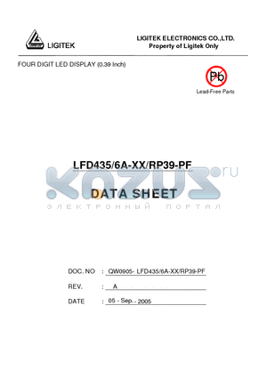 LFD435-6A-XX-RP39-PF datasheet - FOUR DIGIT LED DISPLAY (0.39 Inch)