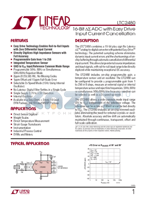 LTC2480HMS-PBF datasheet - 16-Bit DS ADC with Easy Drive Input Current Cancellation