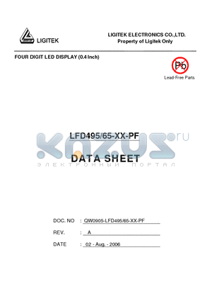 LFD495-65-XX-PF datasheet - FOUR DIGIT LED DISPLAY (0.4 lnch)