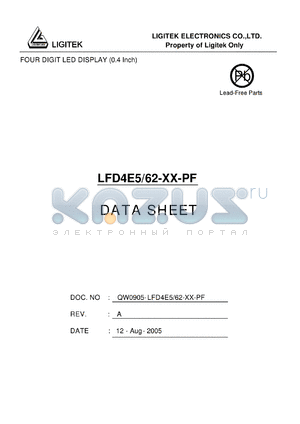 LFD4E5-62-XX-PF datasheet - FOUR DIGIT LED DISPLAY (0.4 Inch)
