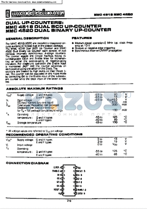 MMC4520 datasheet - DUAL UP-COUNTERS