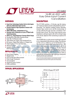 LTC2482 datasheet - 16-Bit DS ADC with Easy Drive Input Current Cancellation