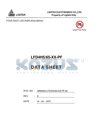 LFD4H5-65-XX-PF datasheet - FOUR DIGIT LED DISPLAY(0.39Inch)