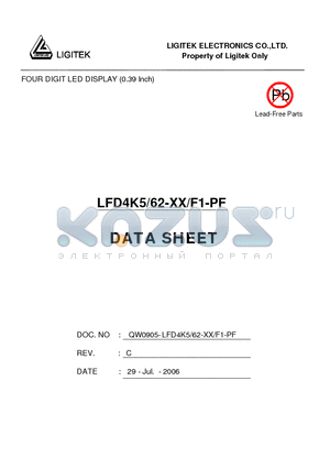 LFD4K5-62-XX-F1-PF datasheet - FOUR DIGIT LED DISPLAY (0.39 Inch)