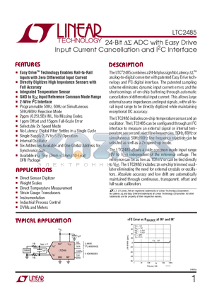 LTC2485IDD datasheet - 24-Bit DS ADC with Easy Drive Input Current Cancellation and I2C Interface