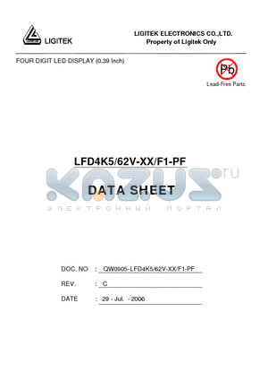 LFD4K5-62V-XX-F1-PF datasheet - FOUR DIGIT LED DISPLAY (0.39 Inch)
