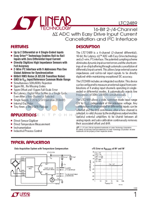 LTC2489CDETRPBF datasheet - 16-Bit 2-/4-Channel ADC with Easy Drive Input Current Cancellation and I2C Interface