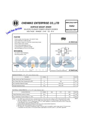 MMCZ5222BPT datasheet - SILICON PLANAR POWER ZENER DIODES