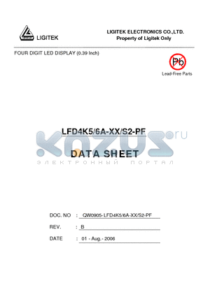 LFD4K5-6A-XX-S2-PF datasheet - FOUR DIGIT LED DISPLAY (0.39 Inch)