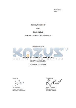 MAX4172EXA datasheet - PLASTIC ENCAPSULATED DEVICES