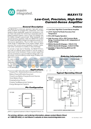 MAX4172_12 datasheet - Low-Cost, Precision, High-Side Current-Sense Amplifier