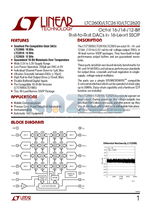 LTC2600 datasheet - Octal 16-/14-/12-Bit Rail-to-Rail DACs in 16-Lead SSOP