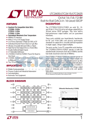 LTC2605 datasheet - Octal 16-/14-/12-Bit Rail-to-Rail DACs in 16-Lead SSOP