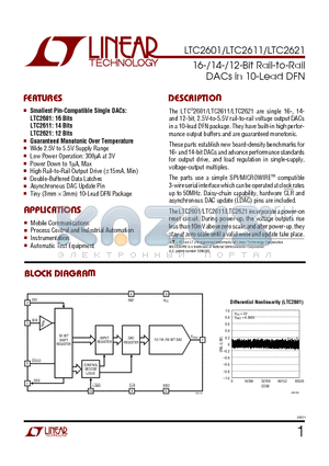 LTC2601IDD datasheet - 16-/14-/12-Bit Rail-to-Rail DACs in 10-Lead DFN