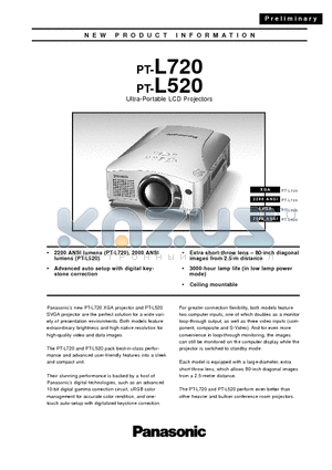 PT-L720 datasheet - ULTRA-PORTABLE LCD PROJECTORS