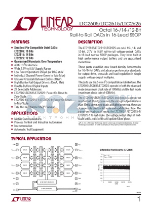 LTC2605IGN-1PBF datasheet - Octal 16-/14-/12-Bit Rail-to Rail DACs in 16-Lead SSOP