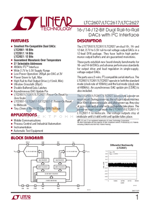 LTC2607IDE datasheet - 16-/14-/12-Bit Dual Rail-to-Rail DACs with I2C Interface