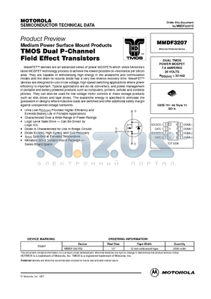MMDF3207 datasheet - DUAL TMOS POWER MOSFET 7.8 AMPERES 20 VOLTS