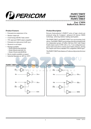 PI49FCT805THC datasheet - Fast CMOS Buffer/Clock Driver