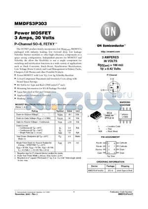 MMDFS3P303 datasheet - Power MOSFET 3 Amps, 30 Volts