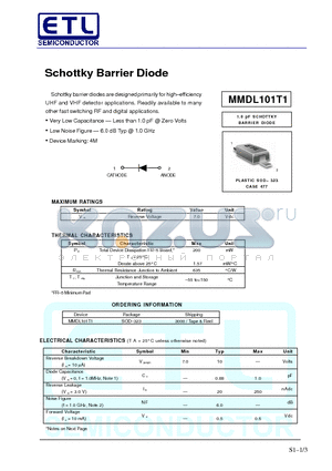 MMDL101 datasheet - Schottky Barrier Diode