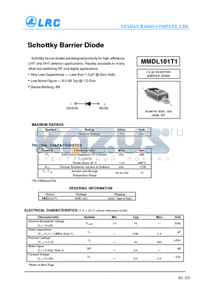 MMDL101T1 datasheet - Schottky Barrier Diode