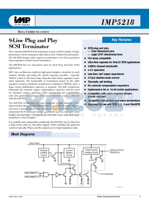 IMP5218CDWT datasheet - 9--Liine Pllug and Pllay SCSII Termiinattor
