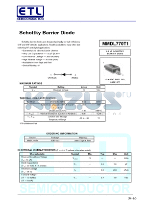 MMDL770 datasheet - Schottky Barrier Diode