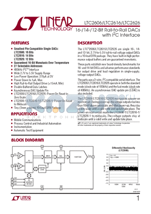 LTC2626 datasheet - 16-/14-/12-Bit Rail-to-Rail DACs with I2C Interface