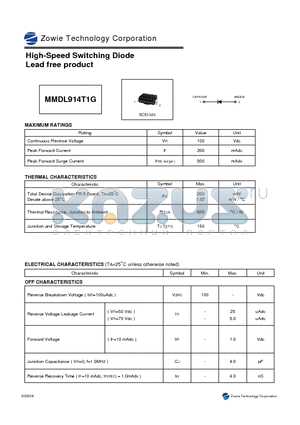 MMDL914T1G datasheet - High-Speed Switching Diode