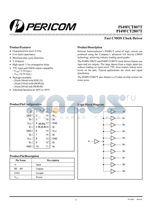 PI49FCT807TQC datasheet - Fast CMOS Clock Driver