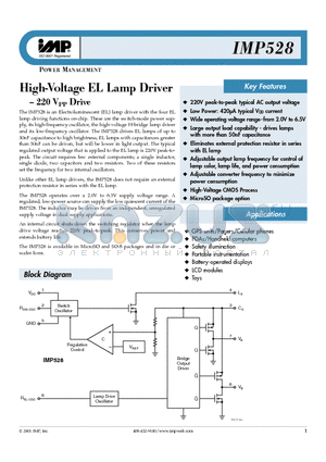 IMP528 datasheet - HIGH-VOLTAGE EL LAMP DRIVER