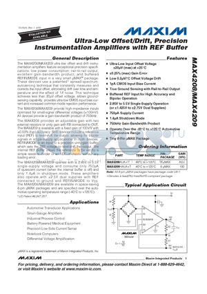 MAX4208_09 datasheet - Ultra-Low Offset/Drift, Precision Instrumentation Amplifiers with REF Buffer