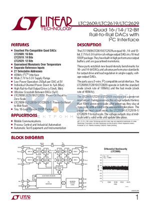 LTC2629CGN-1PBF datasheet - Quad 16-/14-/12-Bit Rail-to-Rail DACs with I2C Interface