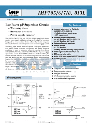 IMP705C/D datasheet - LOW-POWER lP SUPERVISOR CIRCUITS