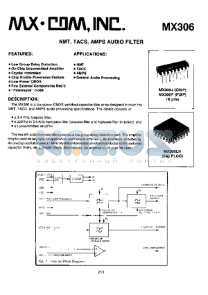 MX306P datasheet - NMT, TACS, AMPS AUDIO FILTER