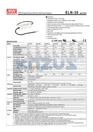 ELN-30-12 datasheet - 30W Single Output Switching Power Supply