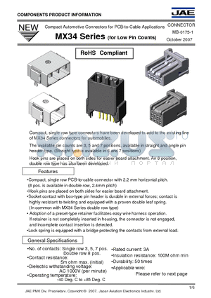 MX34007UF1 datasheet - Compact Automotive Connectors for PCB-to-Cable Applications