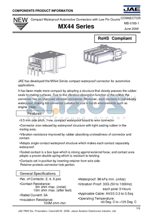 MX44000XP1 datasheet - Compact Waterproof Automotive Connectors with Low Pin Counts