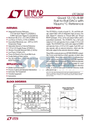 LTC2634-HZ12 datasheet - Quad 12-/10-/8-Bit Rail-to-Rail DACs with 10ppm/`C Reference