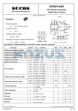 MMDT4401 datasheet - Multi-Chip Transistor